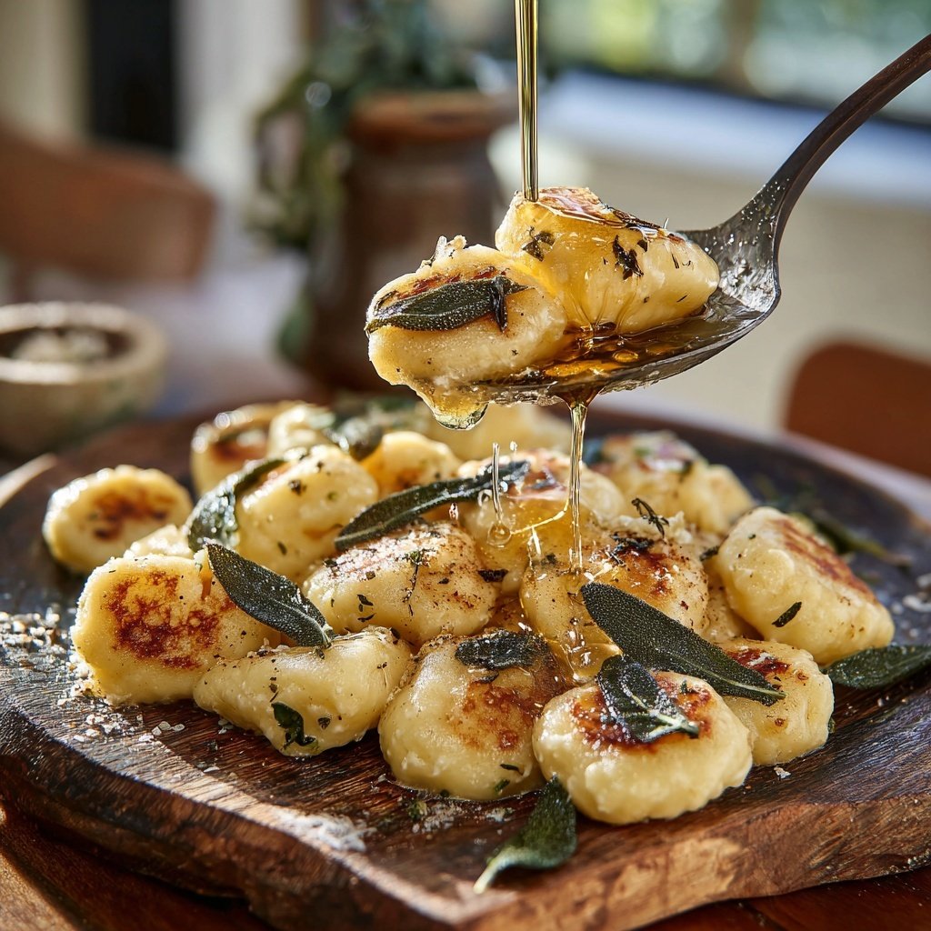 Herzförmige Gnocchi mit Butter und Salbei