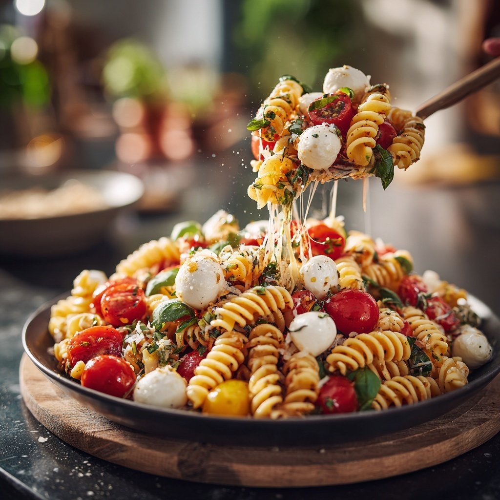 Mediterraner Nudelsalat Mit Mozzarella